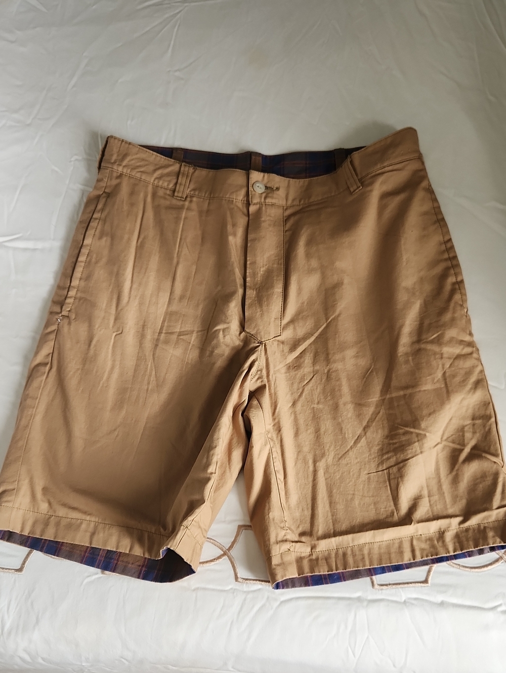 Daniel CREMIEUX Men's Classic Flat Front Khaki/plaid Reversible Shorts